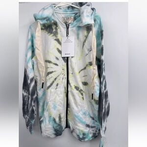 Free People Sandrine Rose Sweatshirt size M Tie Dye Full Zip Hoodie Jacket
